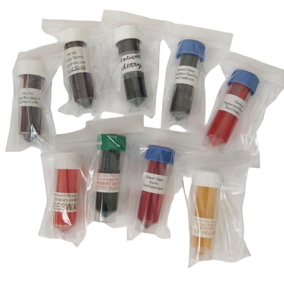 Bundle of 9 Fountain Pen Ink Samples Variety Pack Pink and Yellow Inks - Picture 1 of 7